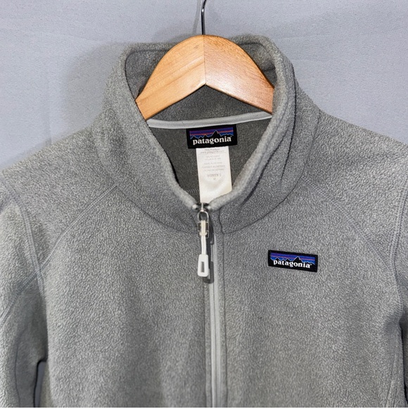 Patagonia Jacket Womens Medium Gray Fleece Full Zip Stand Collar Pockets Hiking - Picture 4 of 7